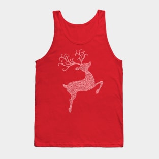 Swirly White Christmas Reindeer Silhouette Tank Top